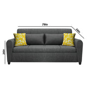 Garnet 3 Seater Sofa Set for Living Room (Dark Grey) Premium Fabric