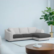 Cortina RHS 4 Seater L Shape Sofa Set for Living Room (Black Grey Fabric) Premium Fabric Sofa