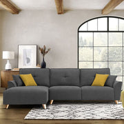 Antonio LHS 4 Seater L Shape Sofa Set for Living Room (Dark Grey Premium Fabric)