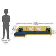 Falco LHS 6 Seater L Shape Sofa Set for Living Room (Blue Yellow Fabric) Premium Fabric Sofa