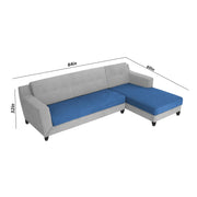 Fracher RHS 4 Seater L Shape Sofa Set for Living Room (Blue Grey Fabric) Premium Fabric Sofa