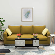 Rihan 3 Seater Sofa Set Living Room (Yellow Fabric)
