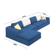 Badger LHS 6 Seater L Shape Sofa Set for Living Room (Black Fabric) Premium Fabric Sofa