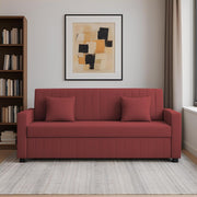 Cameron 3 Seater Sofa Cum Bed for Living Room (Maroon Fabric) Premium Fabric Sofa