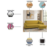 Valkyrie 4 Seater L Shape Convertible Sofa Set for Living Room, 3 Seater & Ottoman Modular Sectional Couch for Small Space (Yellow Colour) Fabric