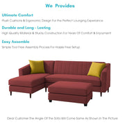 Neyami LHS 4 Seater with Ottoman L Shape Sofa Set for Living Room (Maroon) Premium Fabric Sofa Set