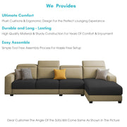 Orion RHS 6 Seater L Shape Sofa Set for Living Room (Cream Black Colour) Premium Fabric Sofa