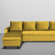 Asper LHS 6 Seater L Shape Sofa Set for Living Room (Yellow Fabric) Premium Fabric Sofa