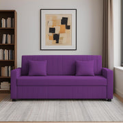 Cameron 3 Seater Sofa Cum Bed for Living Room (Purple Fabric) Premium Fabric Sofa