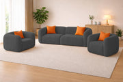 Vesta Modern Velvet Bubble Cloud Sofa, Tufted Design Upholstered 3+1+1 Seater Sofa Set for Living Room, (Black Colour) Premium Velvet Fabric Sofa