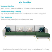 Falco RHS 6 Seater L Shape Sofa Set for Living Room (Green Grey Fabric) Premium Fabric Sofa