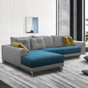 Viva LHS 6 Seater L Shape Sofa Set for Living Room (Turquise Grey) Premium Fabric Sofa