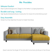 Oslo 4 Seater RHS L Shape Sofa Set for Living Room (Yellow Grey Fabric) Premium Fabric Sofa Set for Living Room