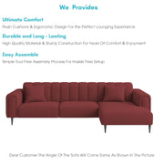 Damian RHS 4 Seater L Shape Sofa Set for Living Room (Maroon Colour Fabric) Premium Fabric Sofa Set for Living Room