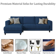Oslo 4 Seater LHS L Shape Sofa Set for Living Room (Blue Fabric) Premium Fabric Sofa Set for Living Room