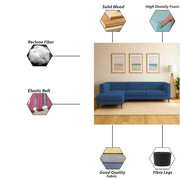 Casaliving Markfest LHS 6 Seater L Shape Sofa Set for Living Room (Blue Colour) Premium Fabric Sofa Set