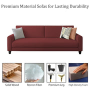 Kaven 3 Seater Sofa Set for Living Room (Maroon Colour Fabric) Premium Fabric Sofa