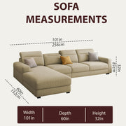 Orion LHS 6 Seater L Shape Sofa Set for Living Room (Cream Colour) Premium Fabric Sofa