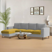 Charmi LHS 6 Seater L Shape Sofa Set for Living Room (Yellow Grey Fabric) Premium Fabric Sofa