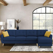 Lizel RHS 6 Seater L Shape Sofa Set for Living Room (Blue Fabric) Premium Velvet Fabric Sofa
