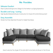 Zoe 8 Seater U Shape Sofa Set for Living Room (Black Grey Colour) Premium Fabric Sofa Set Living Room