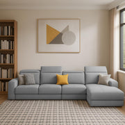 Orion RHS 6 Seater L Shape Sofa Set for Living Room (Grey Colour) Premium Fabric Sofa
