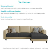 Oslo 4 Seater RHS L Shape Sofa Set for Living Room (Cream Black Fabric) Premium Fabric Sofa Set for Living Room