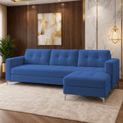 Casaliving Flexora Modern Velvet Fabric Upholstered 3 Seater Sofa Set with Ottoman for Living Room, Premium Velvet Fabric Sofa (Black Colour)