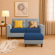 Casaliving Nancy 2 Seater with Ottoman Sofa Set for Living Room (Black Colour) Premium Fabric Sofa Set
