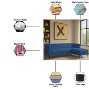 Casaliving Travis 4 Seater L Shape Convertible Sofa Set for Living Room, 3 Seater & Ottoman Modular Sectional Couch for Small Space (Blue Colour) Fabric