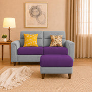 Casaliving Nancy 2 Seater with Ottoman Sofa Set for Living Room (Black Colour) Premium Fabric Sofa Set