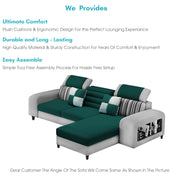 Samra RHS 4 Seater L Shape Sofa Set with 4 Puffy for Living Room (Pine Grey Fabric) Premium Fabric Sofa