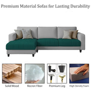 Oslo 4 Seater LHS L Shape Sofa Set for Living Room (Pine Grey Fabric) Premium Fabric Sofa Set for Living Room