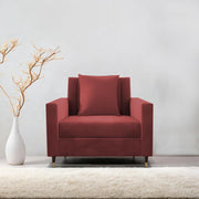 Garcia 1 Seater Sofa Set for Living Room (Maroon - Colour) Premium Fabric Sofa Set