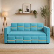 Casaliving Mordo 3 Seater Sofa Cum Bed for Living Room (Black Fabric) Premium Fabric Sofa Set