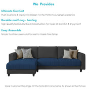 Oslo 4 Seater LHS L Shape Sofa Set for Living Room (Blue Black Fabric) Premium Fabric Sofa Set for Living Room