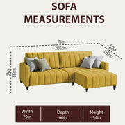 Netlie 4 Seater RHS L Shape Sofa Set for Living Room (Yellow Fabric) Premium Fabric Sofa Set for Living Room
