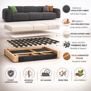 Amaco Modern Velvet Sofa, Tufted Design Upholstered 3 Seater Sofa Set for Living Room, (Black Colour) Premium Velvet Fabric Sofa