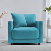 Dominic 1 Seater Sofa Set for Living Room (Black Grey Fabric) Premium Fabric Sofa