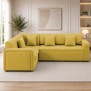Casaliving Rion 6 Seater L Shape Corner Sofa Cum Bed for Living Room (Black Fabric) Premium Fabric Sofa Cum Bed