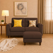 Casaliving Nancy 2 Seater with Ottoman Sofa Set for Living Room (Black Colour) Premium Fabric Sofa Set