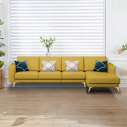 Falco RHS 6 Seater L Shape Sofa Set for Living Room (Yellow Fabric) Premium Fabric Sofa