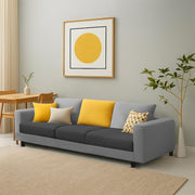 Minta 3 Seater Sofa Set for Living Room (Black Grey Colour Fabric) Premium Fabric Sofa
