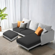 Casaliving Stanly LHS 4 Seater L Shape Sofa with Center Table for Living Room (Blue Fabric)