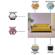 Falconar 3 Seater Sofa Set for Living Room (Yellow Fabric) Premium Fabric Sofa
