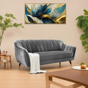 Grayon 3 Seater Convertible Sofa Set for Living Room, 3 Seater & Ottoman Modular Sectional Couch for Small Space (Black Colour) Fabric Sofa Set