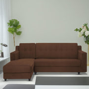 Fracher LHS 4 Seater L Shape Sofa Set for Living Room (Brown Fabric) Premium Fabric Sofa