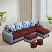 Casaliving Rolando RHS 6 Seater L Shape Sofa Set with Center Table for Living Room | Colour - Black Grey | Premium Fabric Sofa