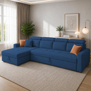 Casaliving Gagnon LHS 4 Seater L Shape Corner Sofa Cum Bed for Living Room with Storage (Black Fabric) Premium Fabric Sofa Cum Bed