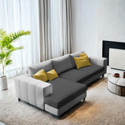 Scrembel LHS 4 Seater L Shape Sofa Set for Living Room (Black Grey Fabric) Premium Fabric Sofa